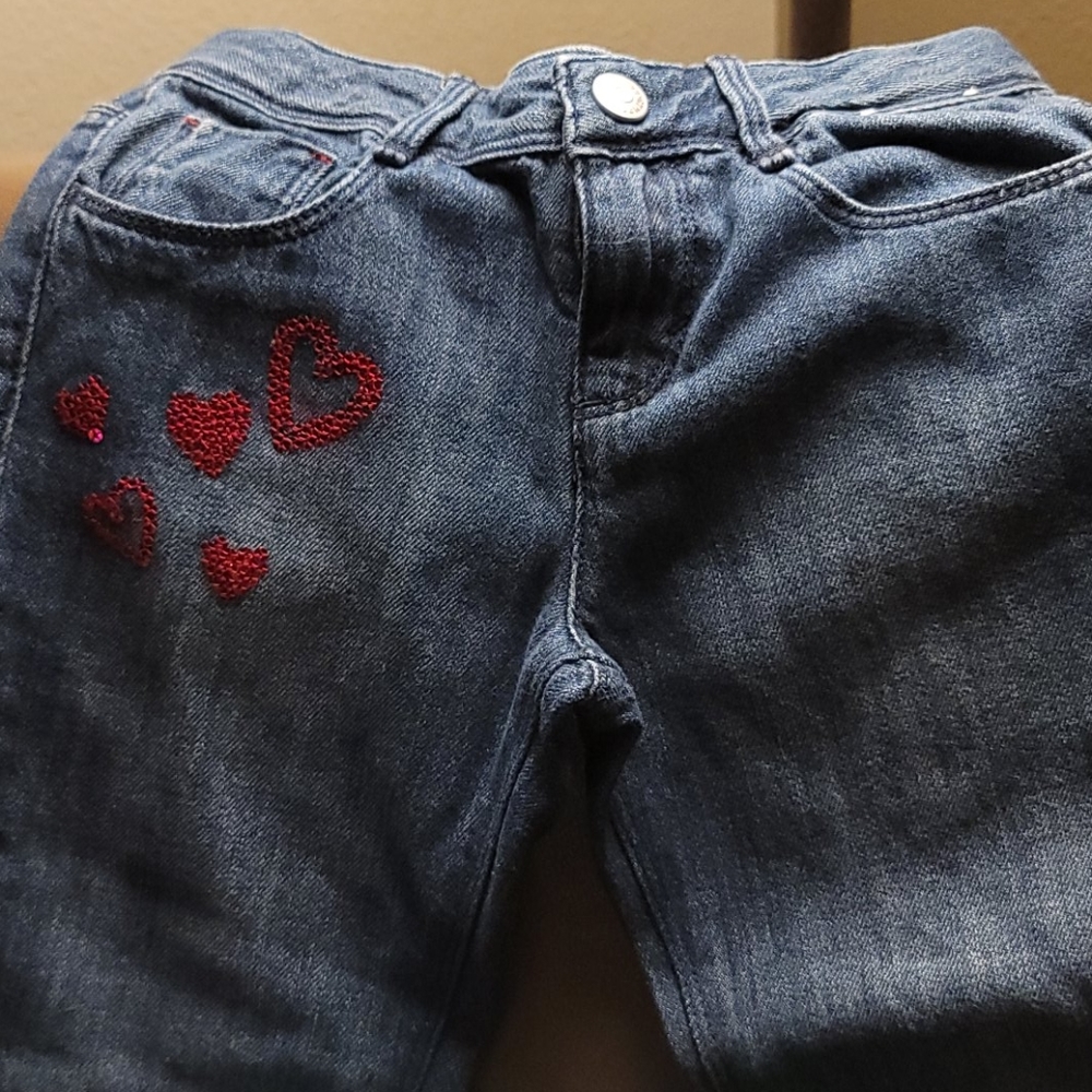 Gymboree Jean's Girls Size 6 Sequin Hearts